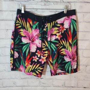 Hurley Phantom Black Floral Board Shorts Swim Trunks  Sz 32